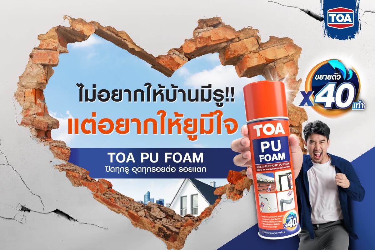 TOA PU Foam ทีโอเอ PU FOAM 500ml / 750ml โฟมอุดรอยรั่วชนิดขยายตัว โฟม ...
