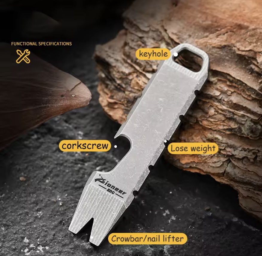 MINI TC4 ไทเทเนียม Crowbar พวงกุญแจจี้ Multi-Function เปิดการจัดส่ง ...