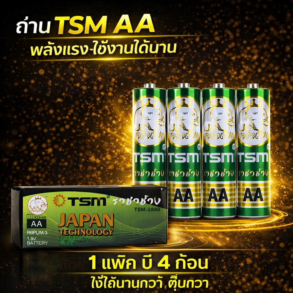 ถ่าน AAA TSM รุ่น 2A60 3A2 3A4 D12 ถ่านไฟฉาย ใช้งานทั่วไป รีโมท ของเล่น ...