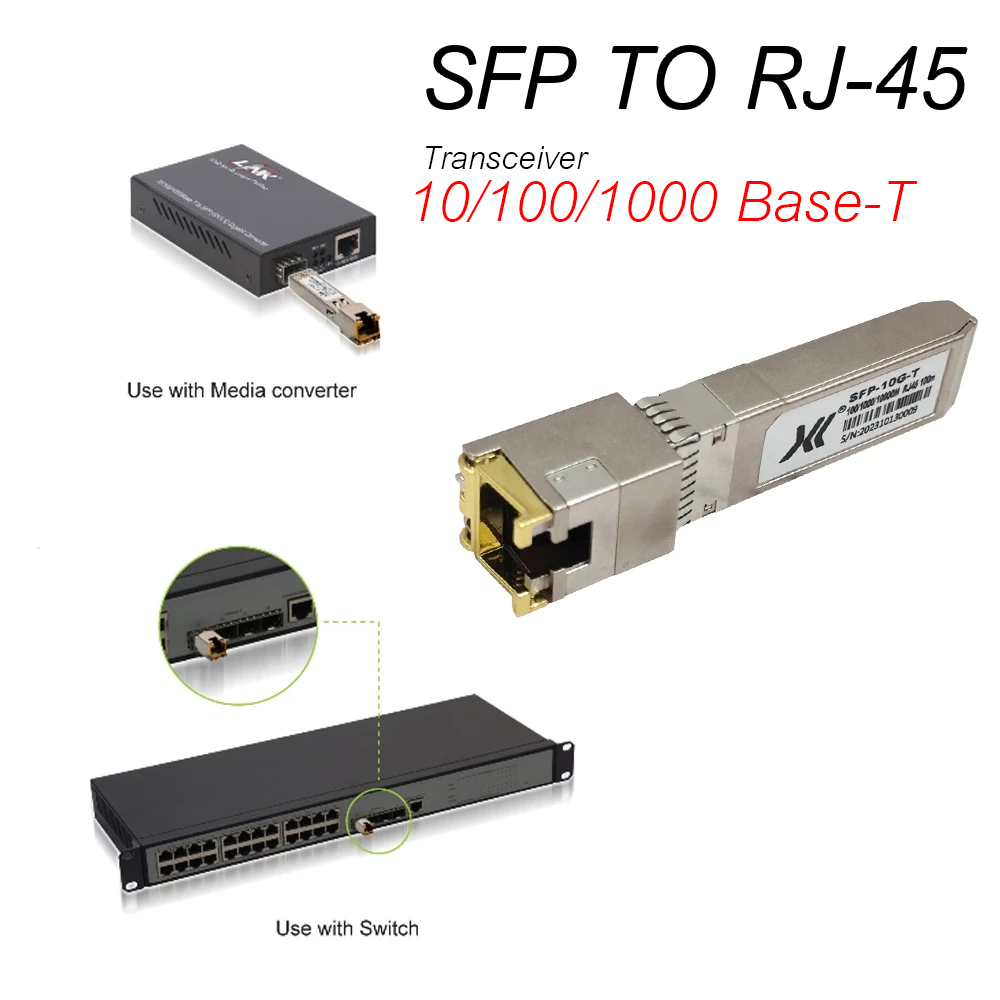10G SFP To RJ45 Module Transceiver 10/100/1000 BasrT 100M. SFP โมดูล ...