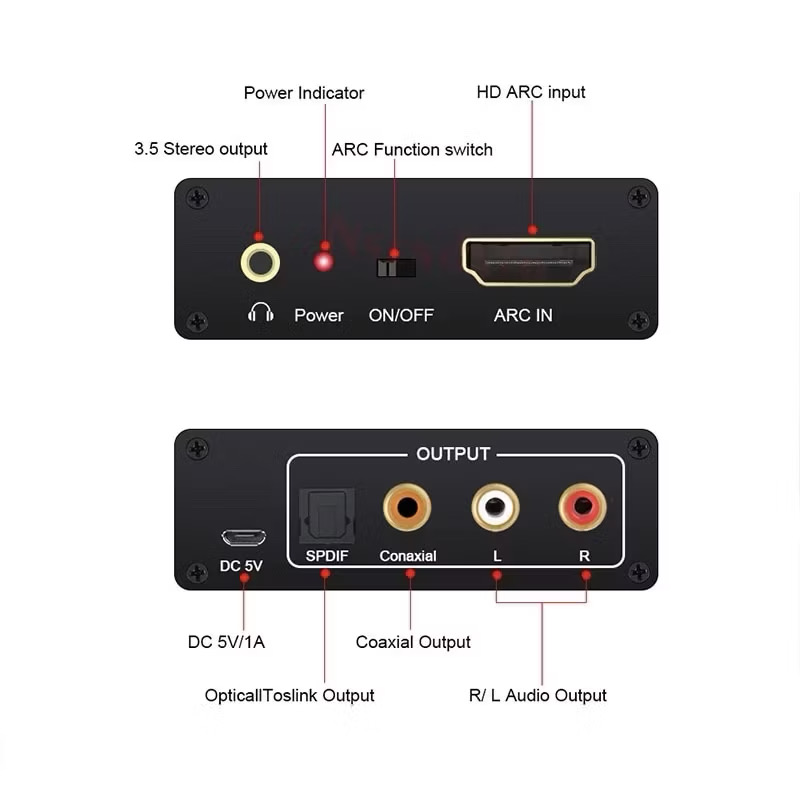 HDMI ARC Audio Extractor DAC Converter อะแดปเตอร์ไฟเบอร์ Coaxial SPDIF ...