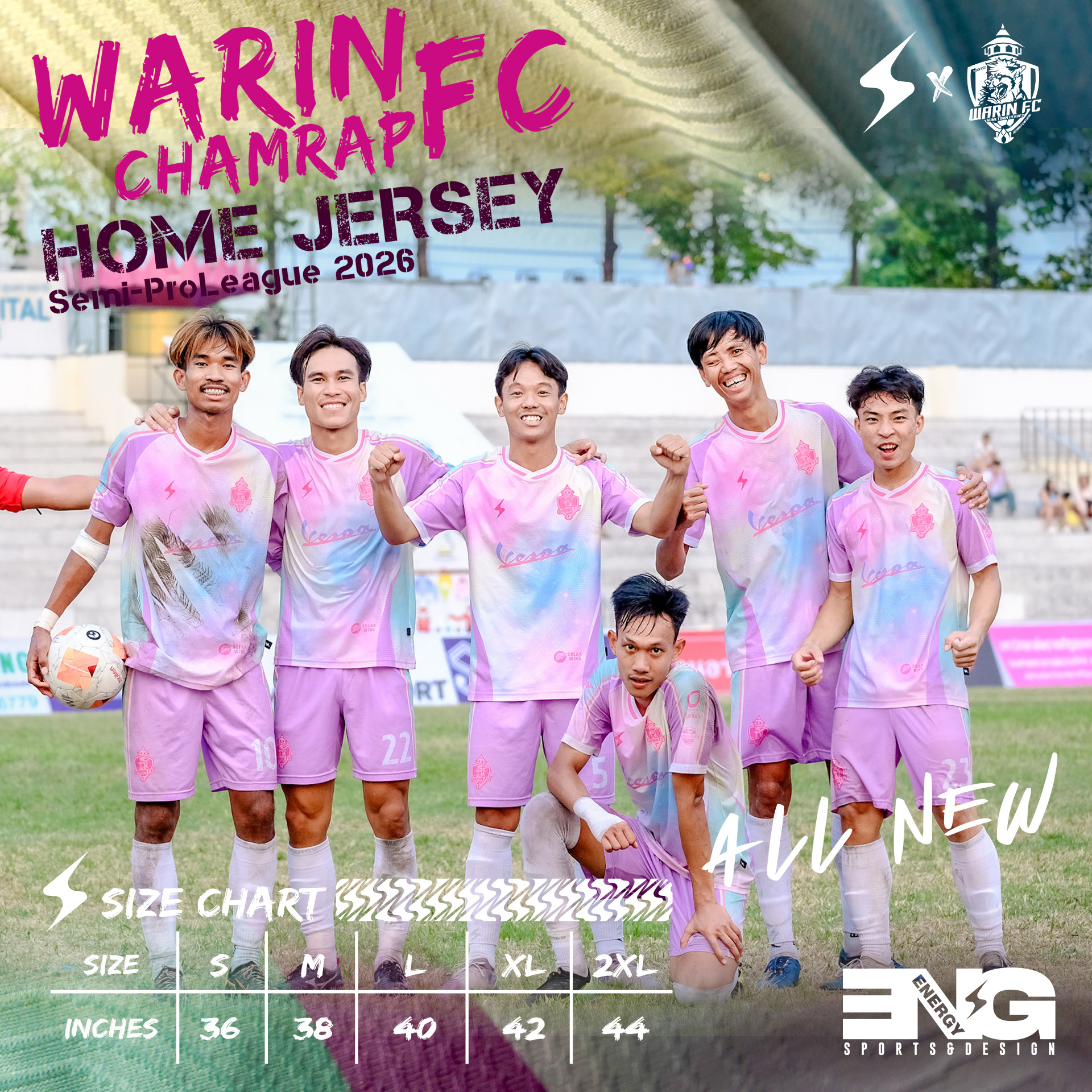 วารินเอฟซี 2026 สีพาสเทล (เรนโบว์) Warin Chamrap FC New Home Jersey ...