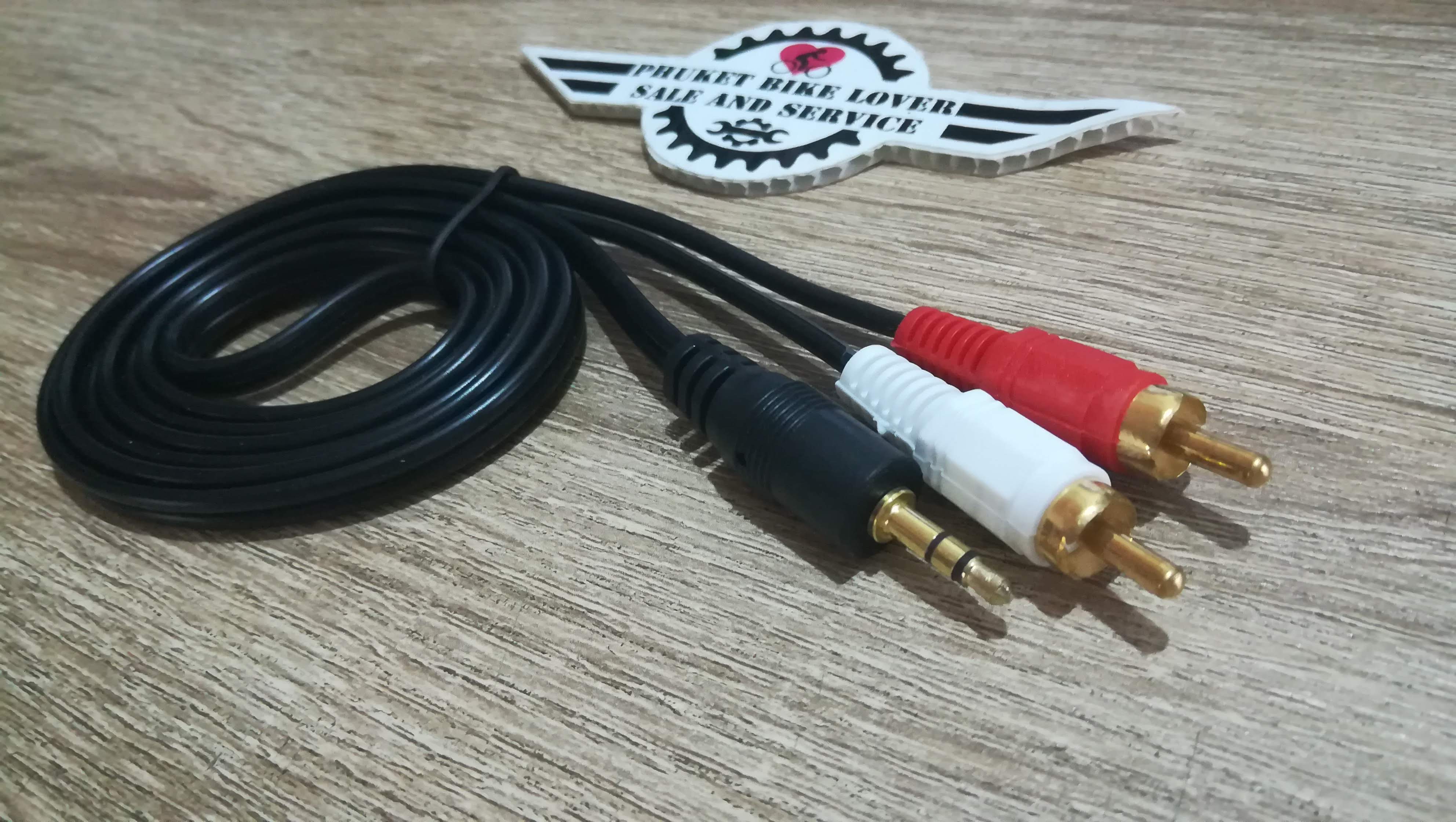 สาย Aux 3.5 mm to 2 RCA R-L สำหรับต่อมือถือเข้าเครื่องขยายเสียง ต่อ ...