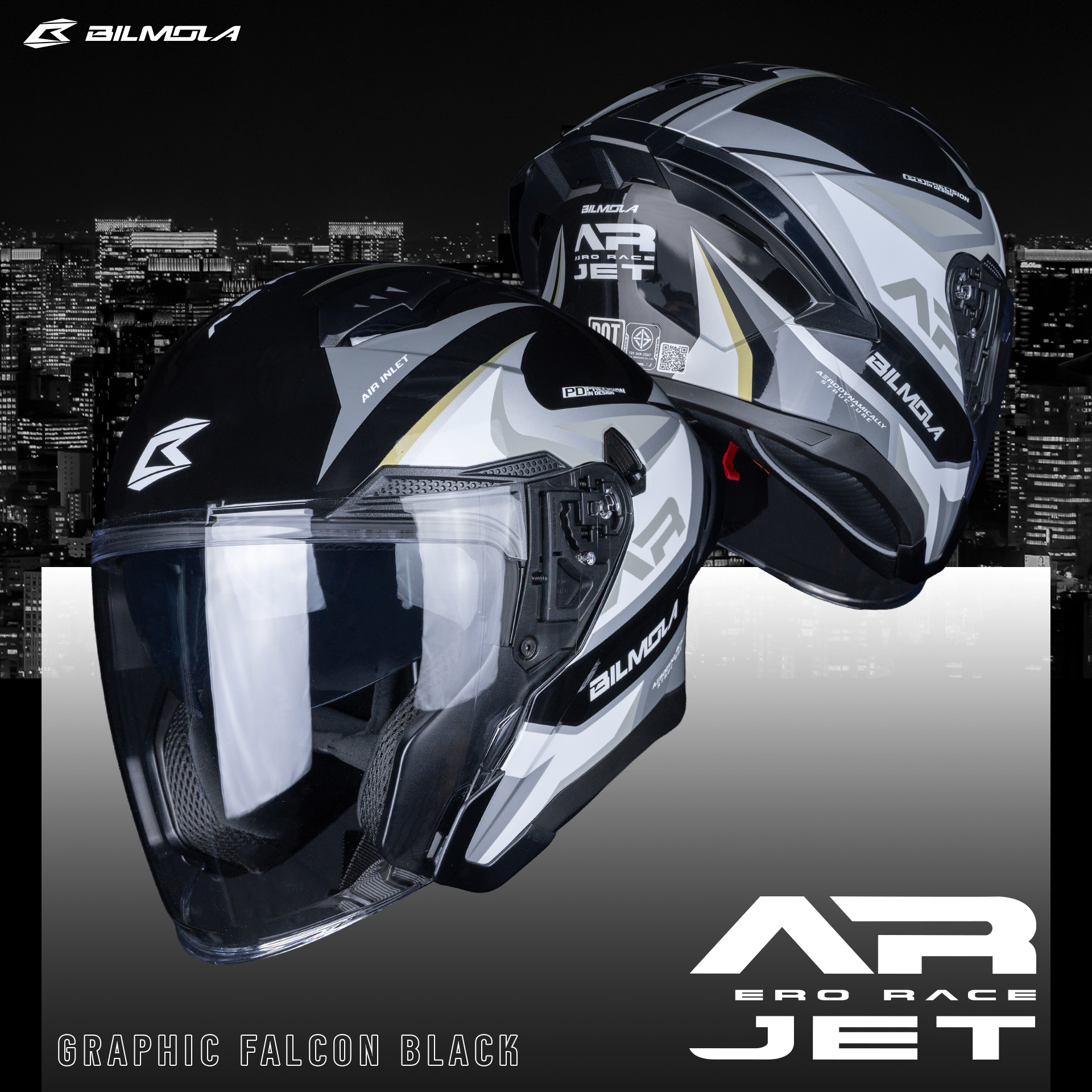 Bilmola รุ่น AR JET หมวกกันน็อคครึ่งใบ เปิดหน้า openface แว่นกันแดดสอง ...