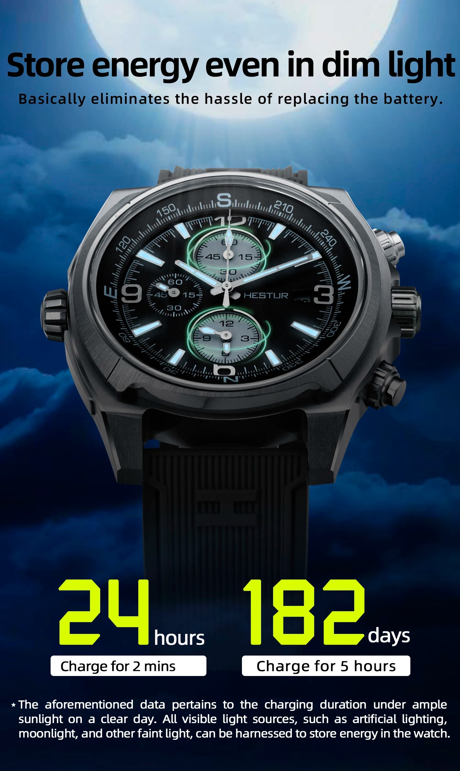 [Pre-order][Solar] Hestur Military Titanium Tactical Watch 45MM BGW9 AR ...