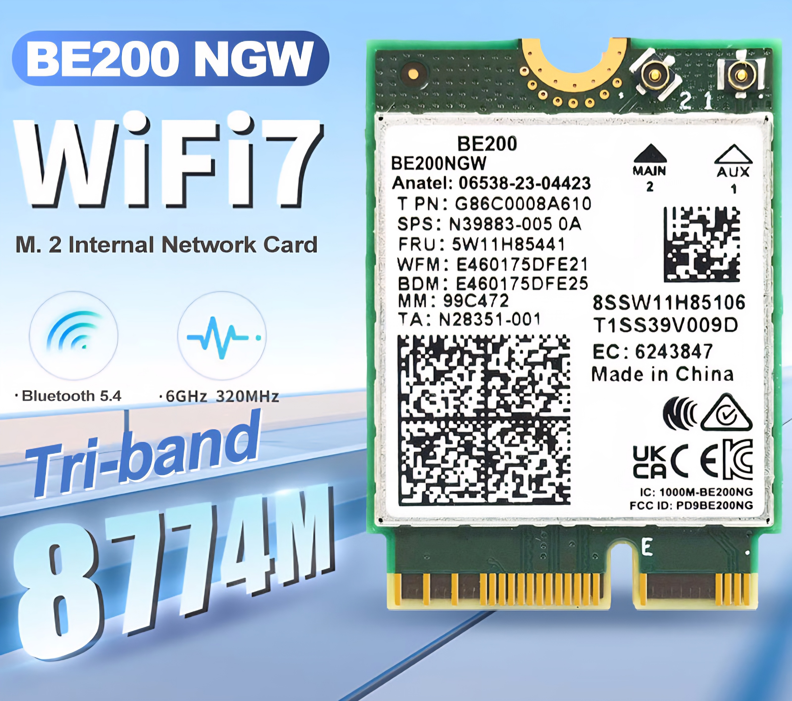 Adapter (การ์ดเครือข่ายไร้สาย) BE200 Intel Wireless Bluetooth 5.4 2.4G ...