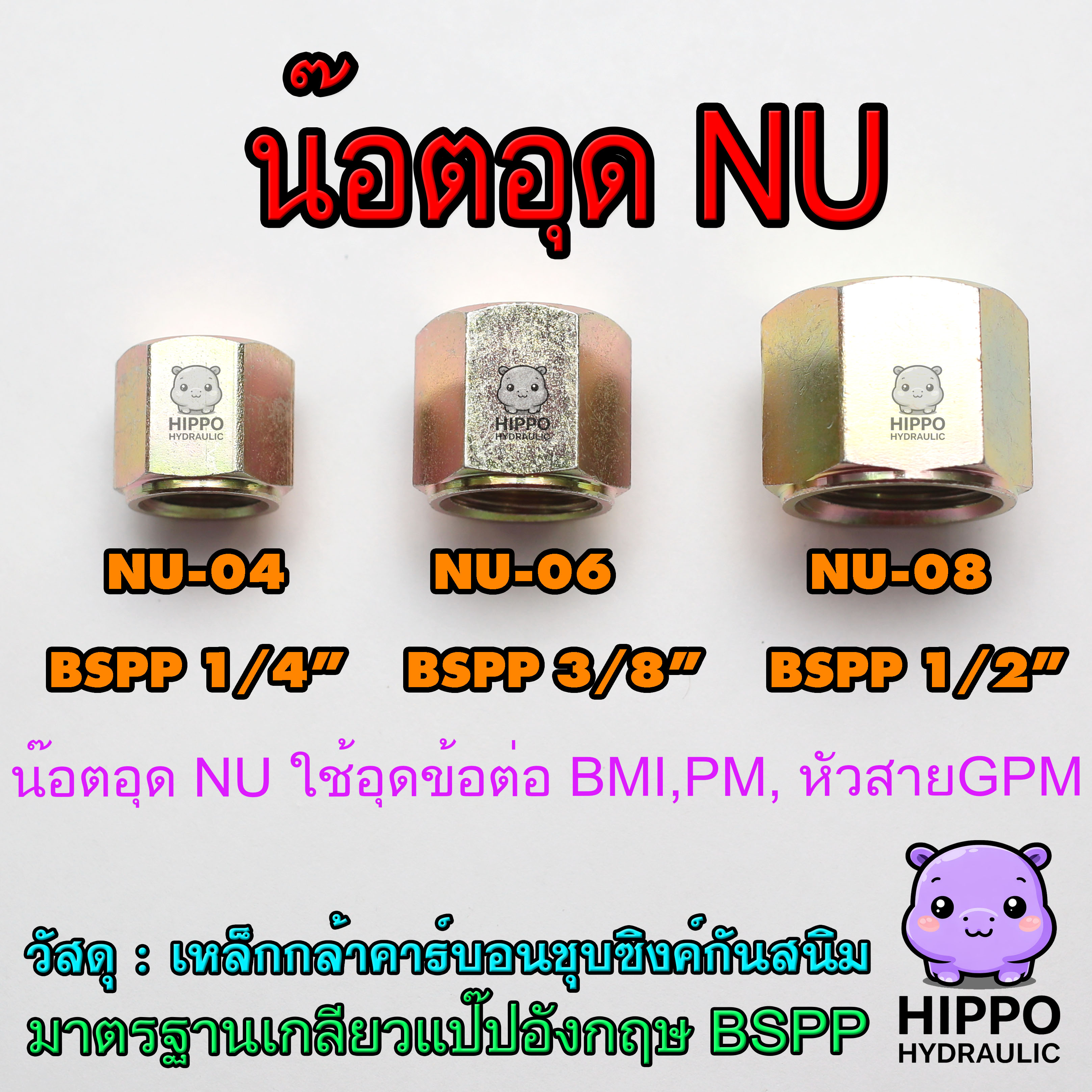 น๊อตอุดNU ใช้อุดหัวสาย GPM, GBMI อุดระบบไฮดรอลิคที่เป็นเกลียวตัวผู้ ...