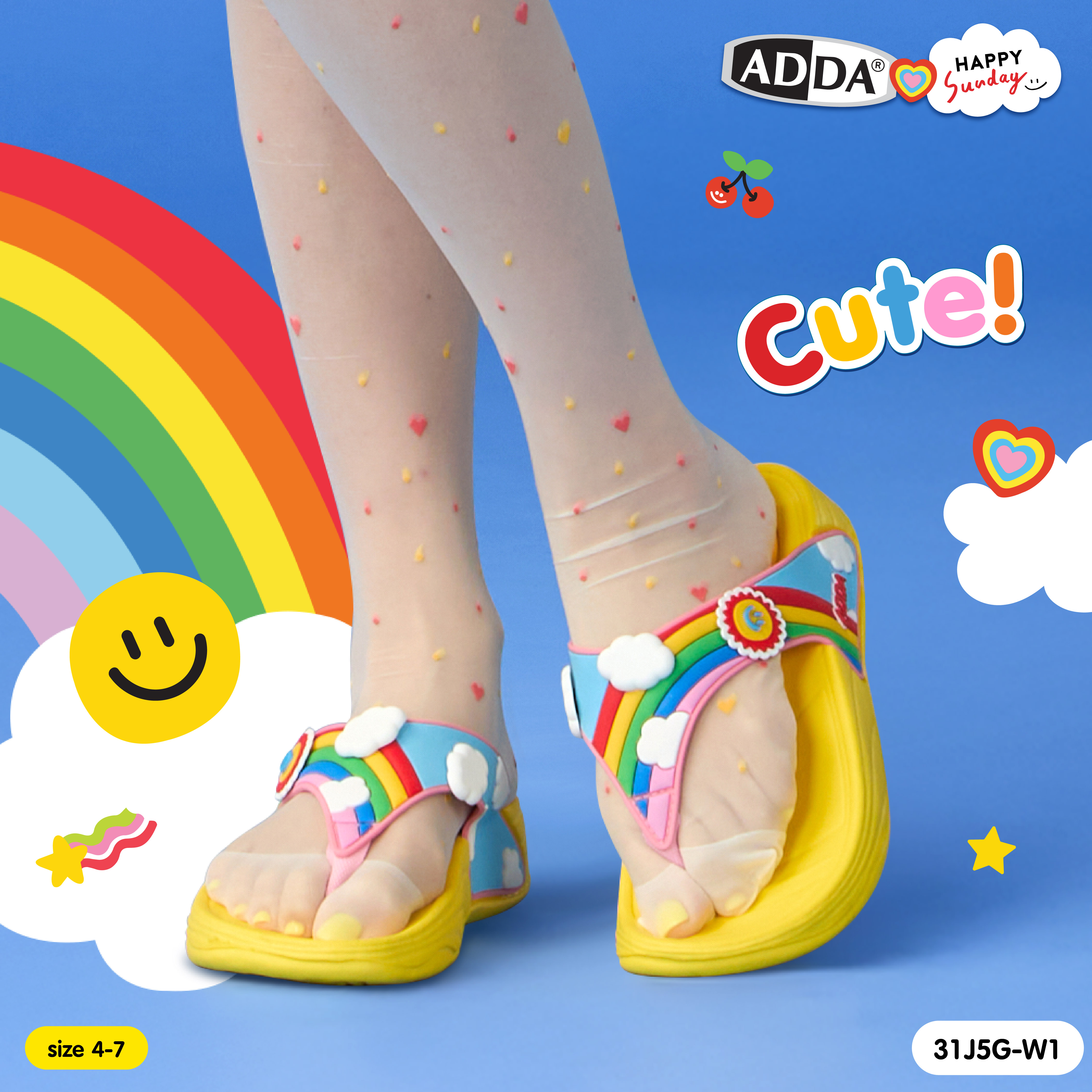 ADDA x HAPPY SUNDAY ลิขสิทธิ์แท้ รองเท้าแตะ รองเท้าลำลอง แบบหนีบ สำหรับ ...