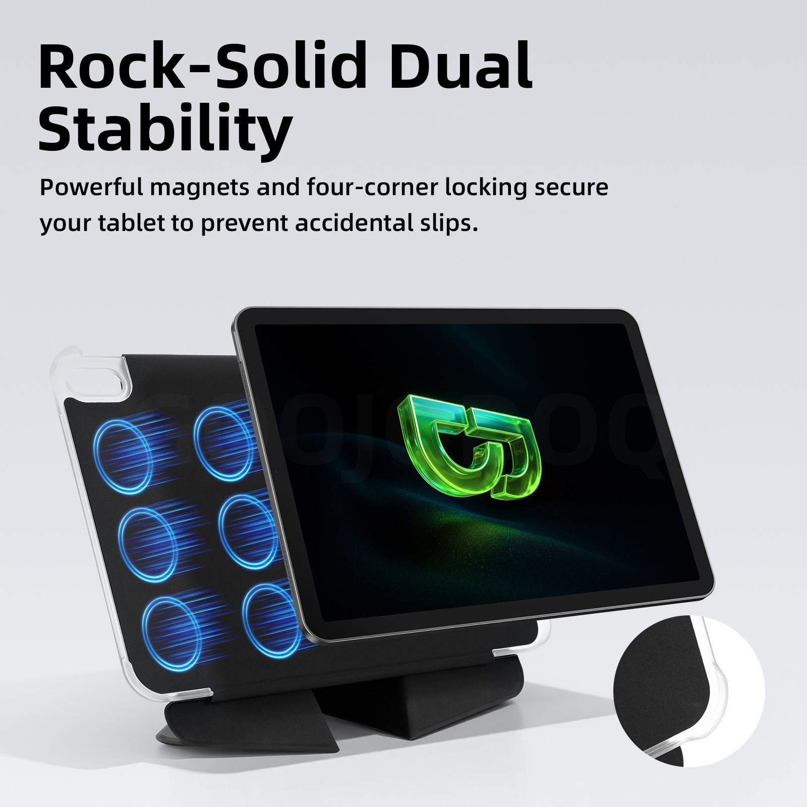 GOOJDOQ Magnetic Tablet Protective Cover Multi-Angle Folding Dual-Lock ...