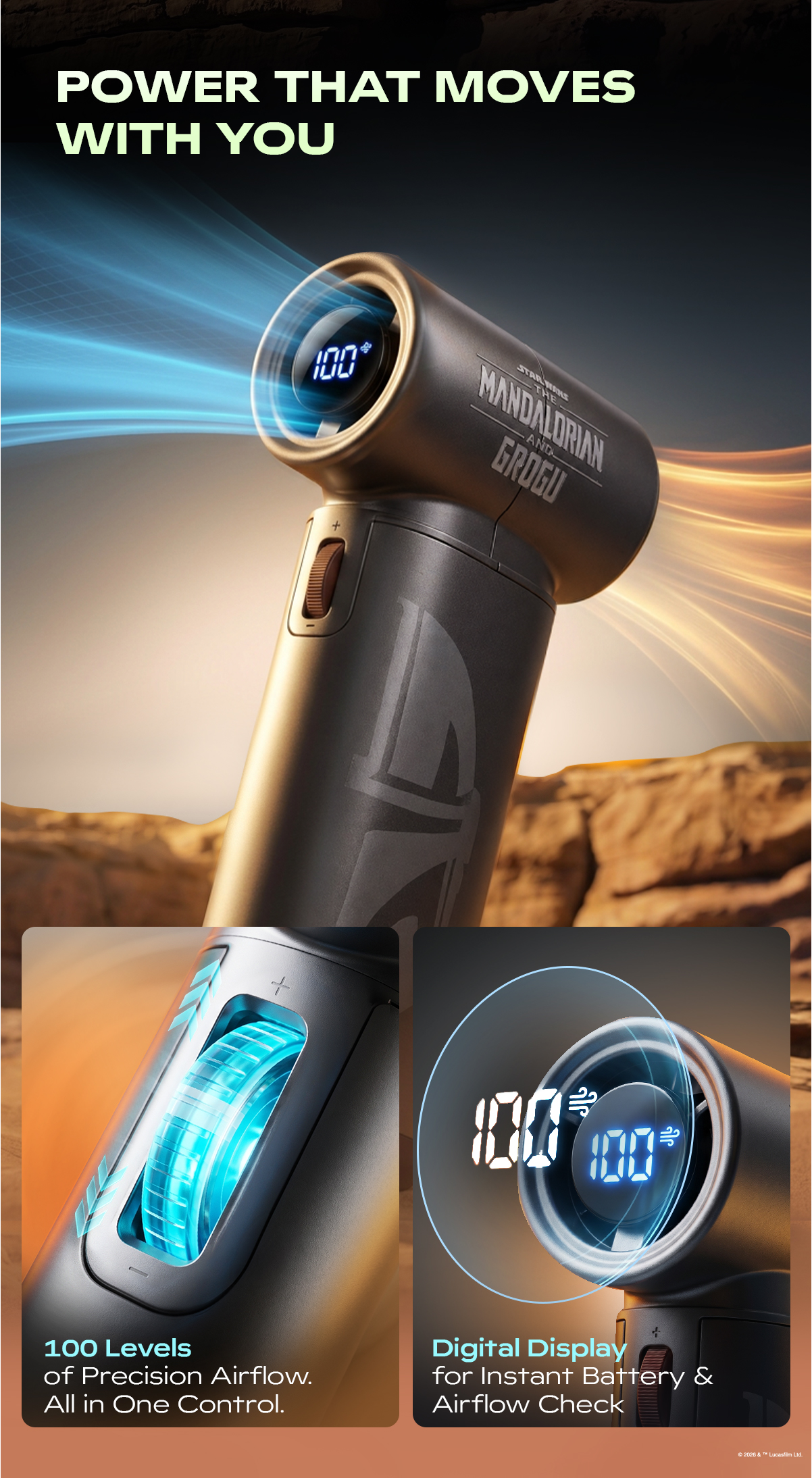 [ลิขสิทธิ์แท้] Gustron Turbo Fan Mandalorian - พัดลมพกพา ดีไซน์กะทัดรัด ...