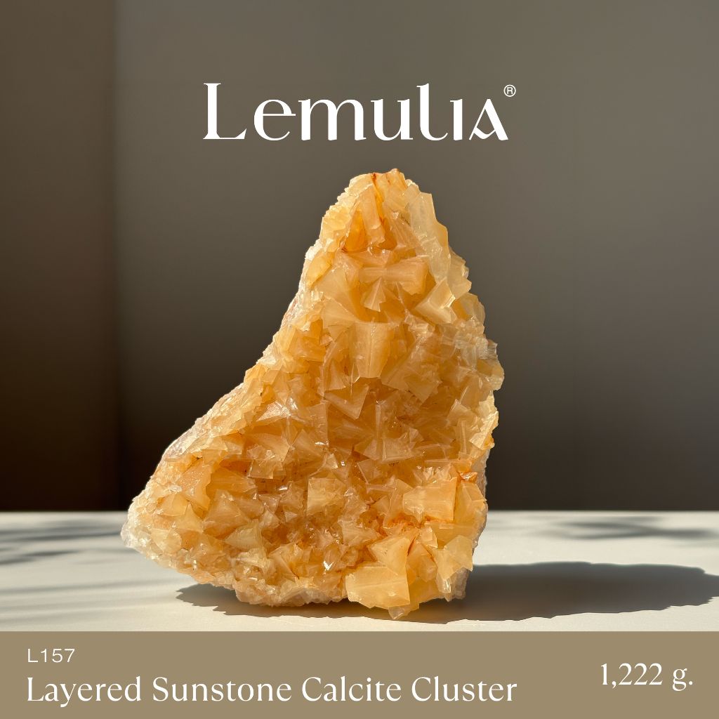Lemulia Collector Layered Sunstone Calcite Cluster (L157) - เลอมูเรีย ...