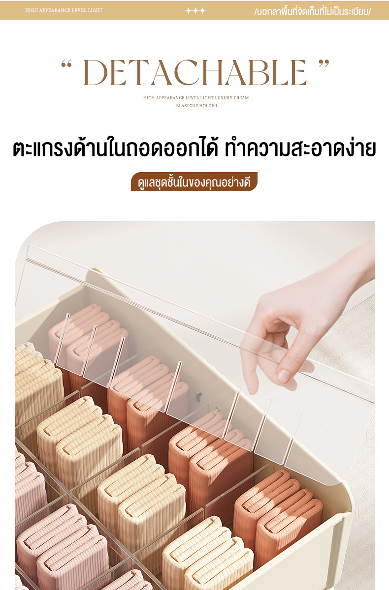 Nearra กล่องใส่ชุดชั้นใน จัดระเบียบตามช่อง ประหยัดพื้นที่ รูปแบบลิ้นชัก ...