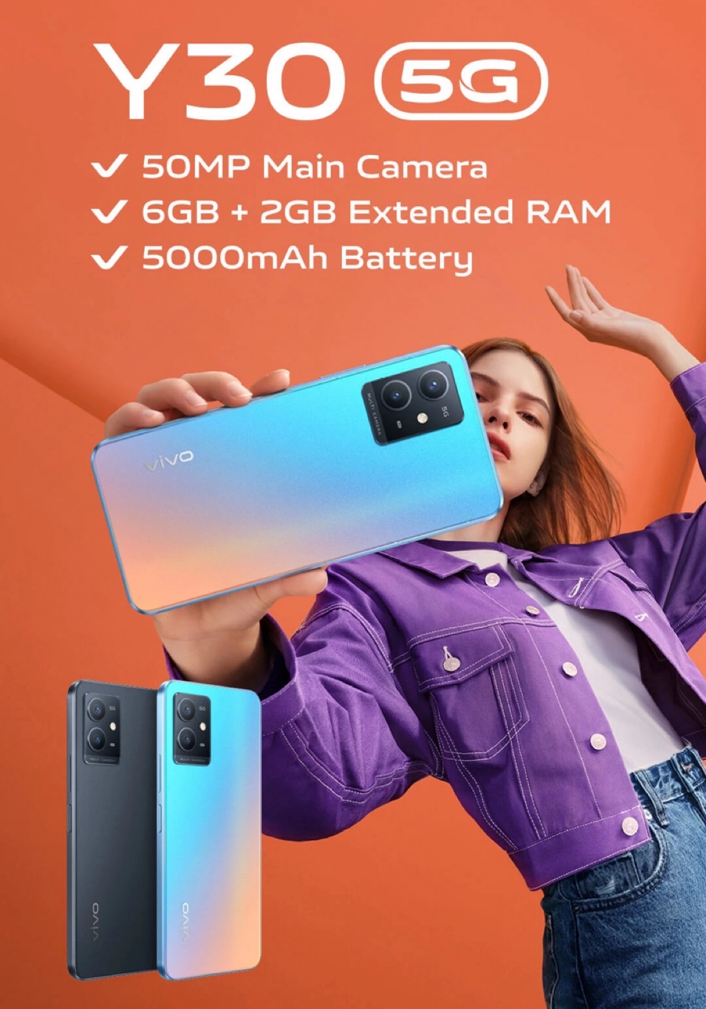 ViVo Y30 5G RAM6GB/ROM128GB เครื่องมือสองสภาพสวยใช้งานได้ปกติ สินค้า ...