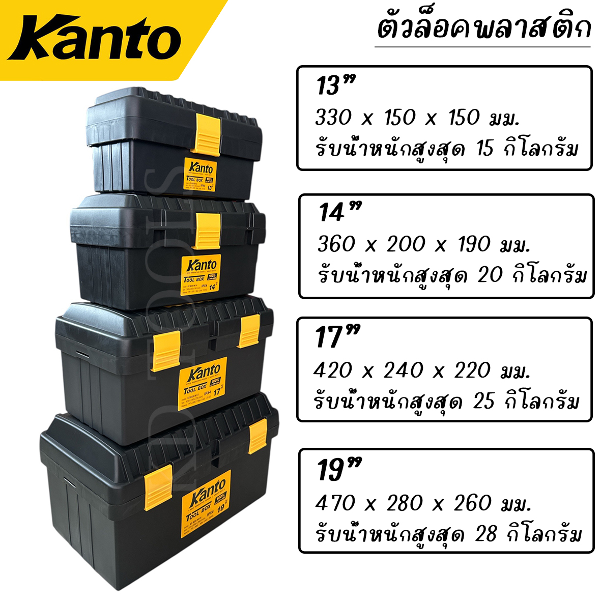Kanto กล่องเครื่องมือช่าง พร้อมถาด ตัวล๊อคแบบเหล็ก ขนาด13นิ้ว-21นิ้ว ...