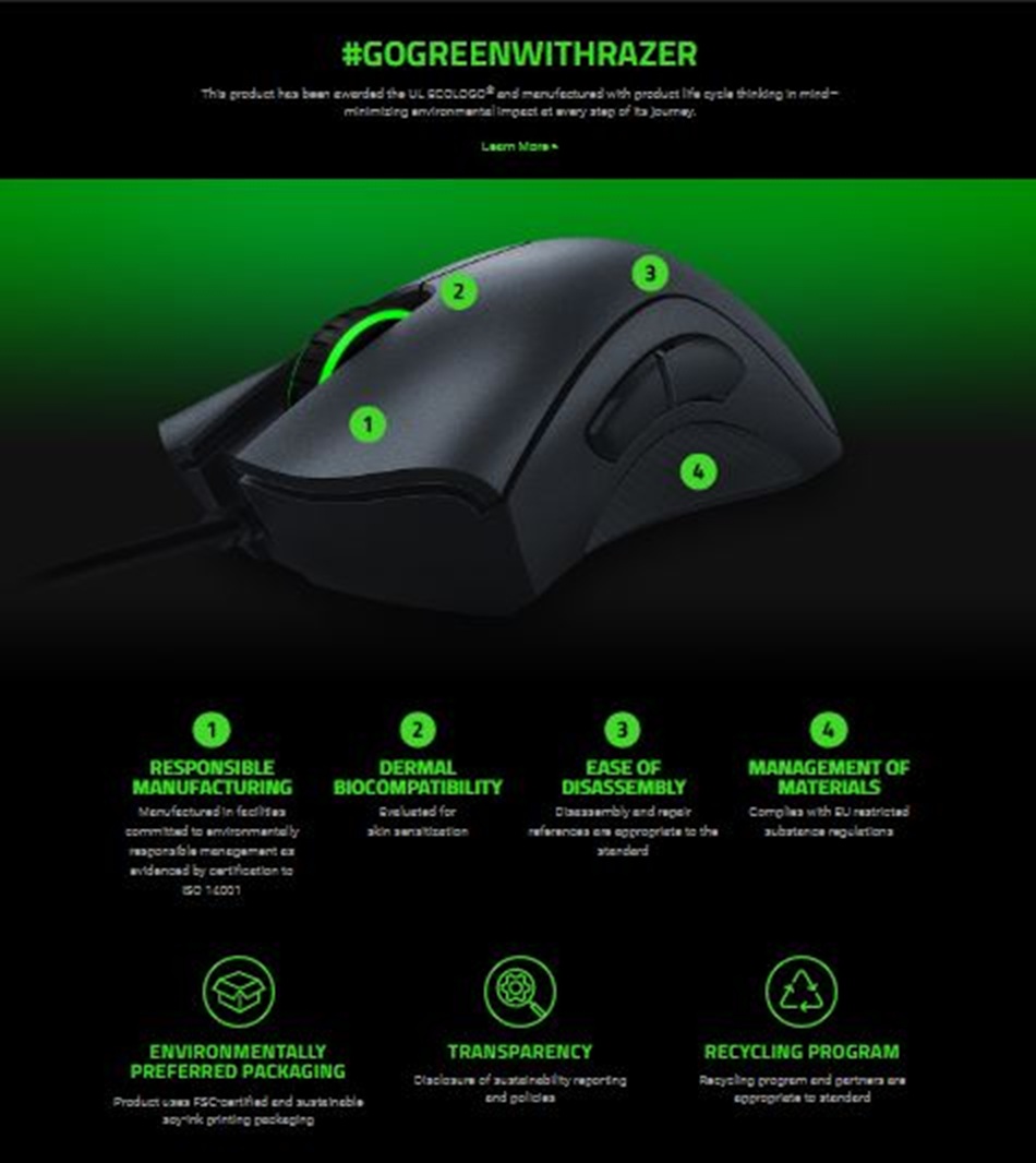 RAZER DeathAdder Essential Wire Gaming Mouse เซ็นเซอร์ออปติคัล 6,400 ...