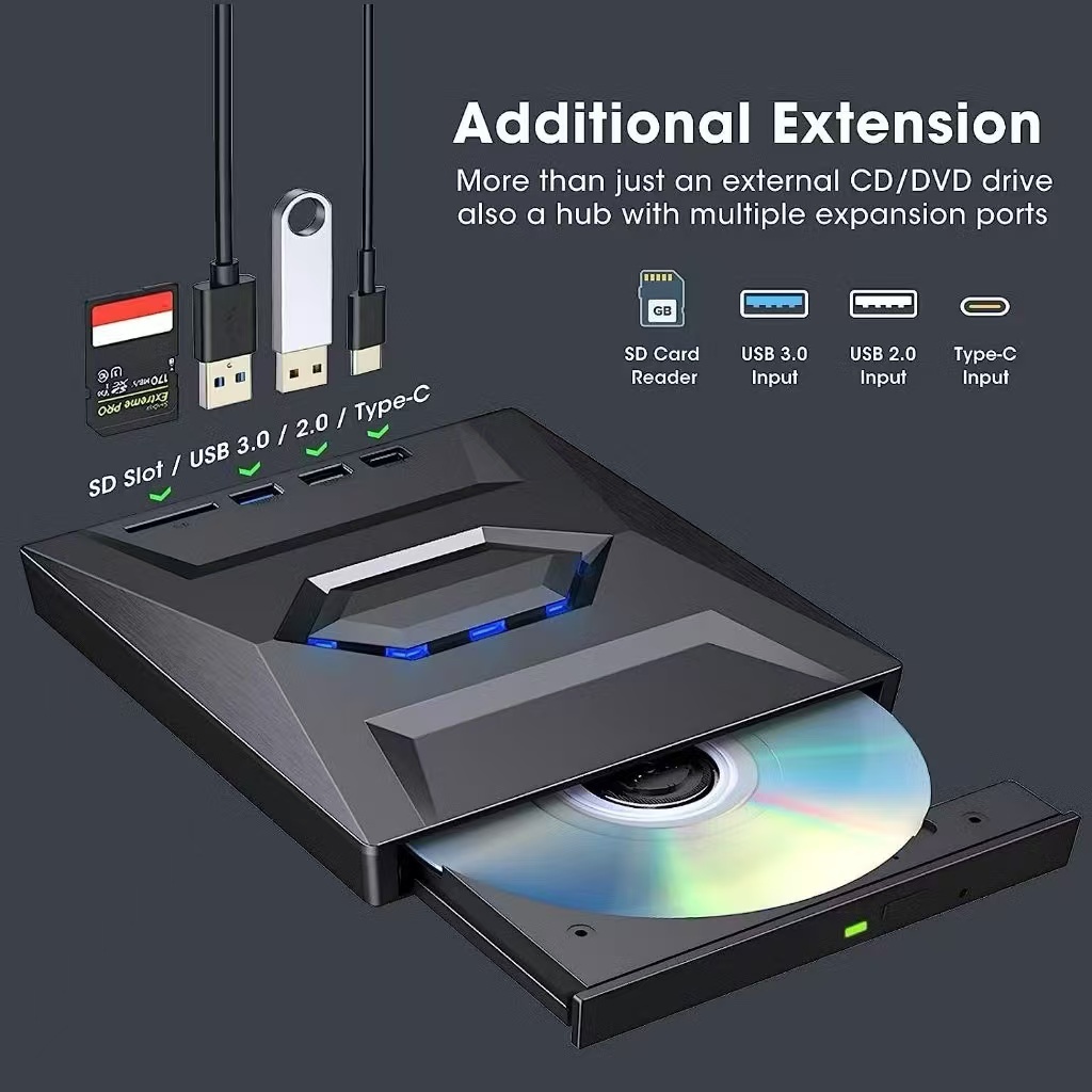 USB 3.0 ภายนอก CD/DVD ROM Player Optical Drive เครื่องเขียนแผ่น DVD RW ...