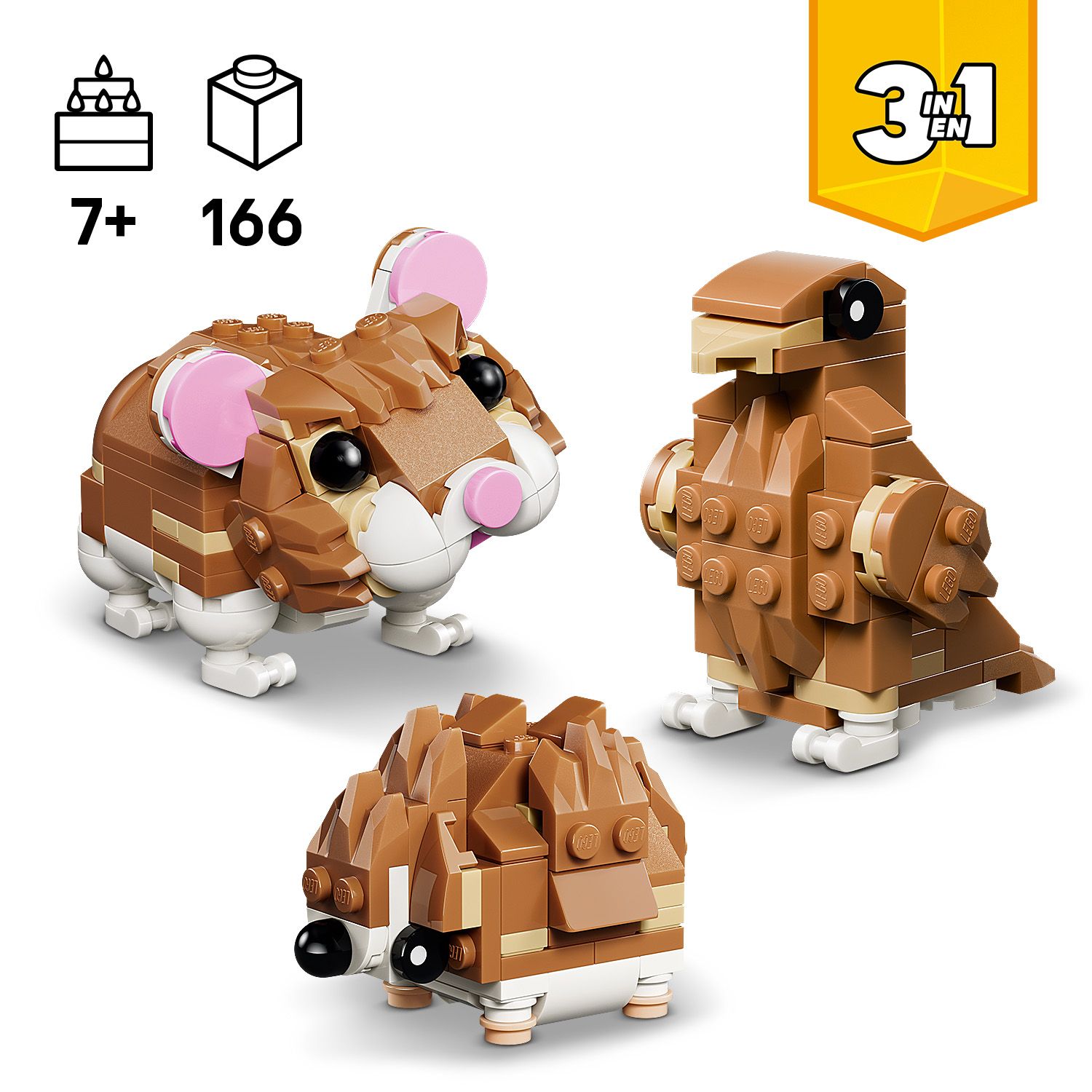 LEGO Creator 3 in 1 31376 Cute Hamster with a Flower (166pcs ...