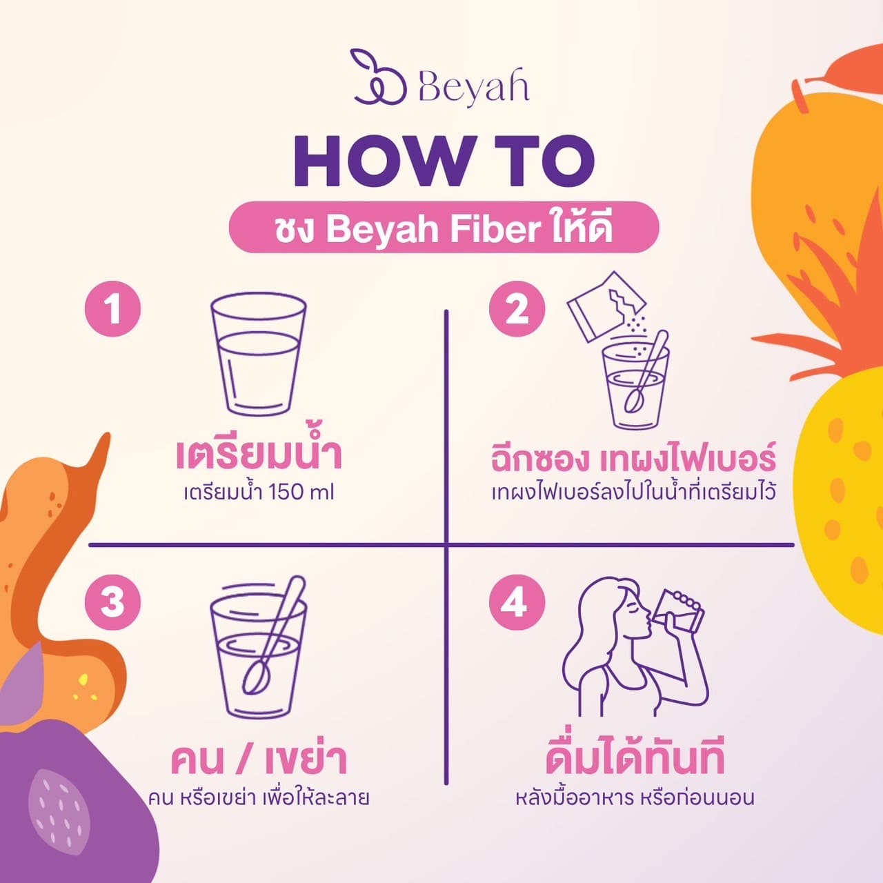 ไฟเบอร์ผิวใส Beyah Fiber Glow Cleanse องุ่นเคียวโฮ อาซาอิ Detox ลำไส้ ...