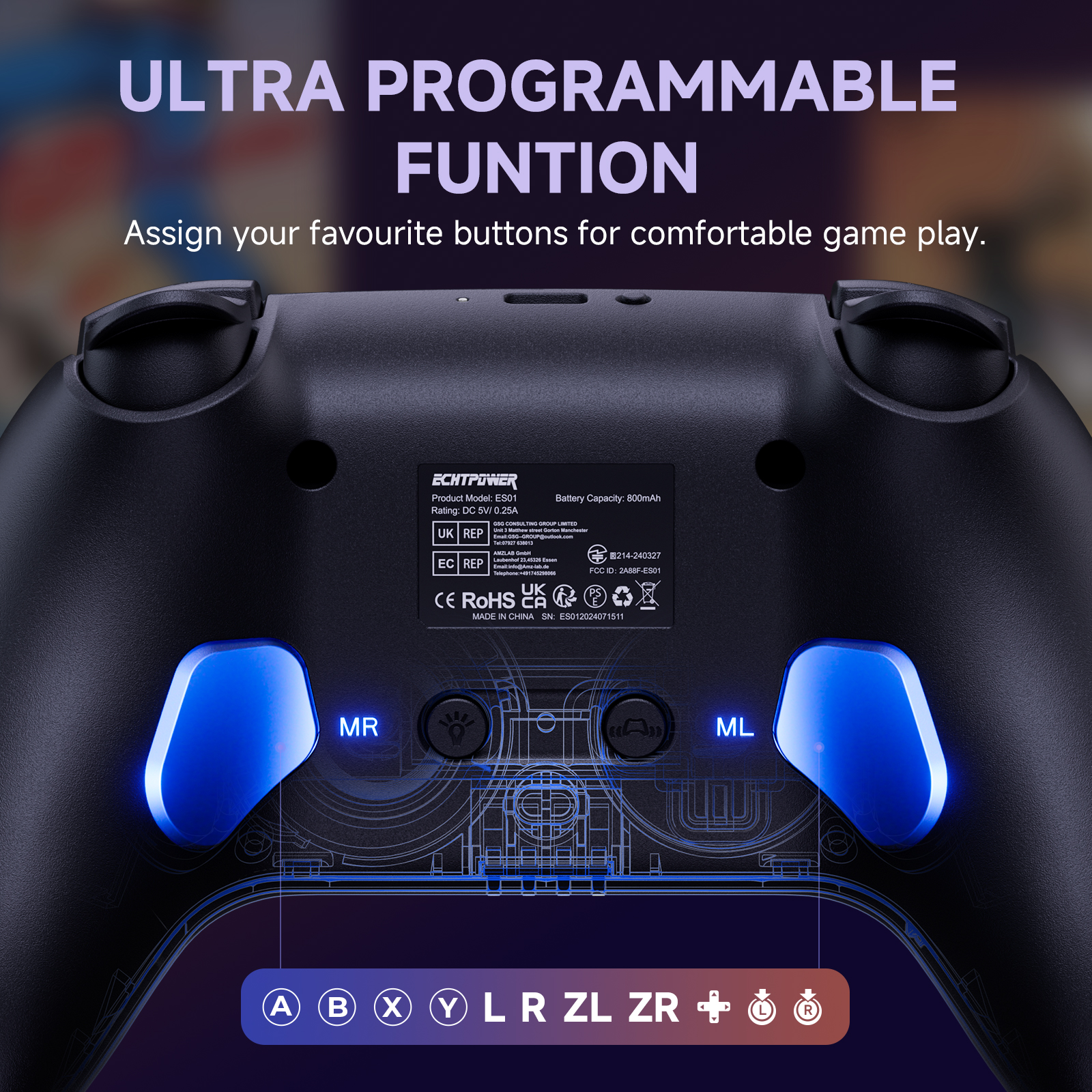 ECHTPower Wireless บลูทูธ Pro Game Controller จอยสติ๊ก สำหรับ Windows ...