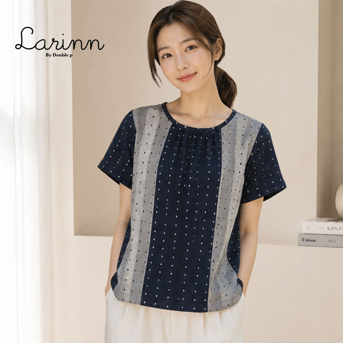 Larinn Linen Thongmond เสื้อลินินผู้หญิงแขนสั้น ลายริ้วสลับสี ทรงหลวม ...