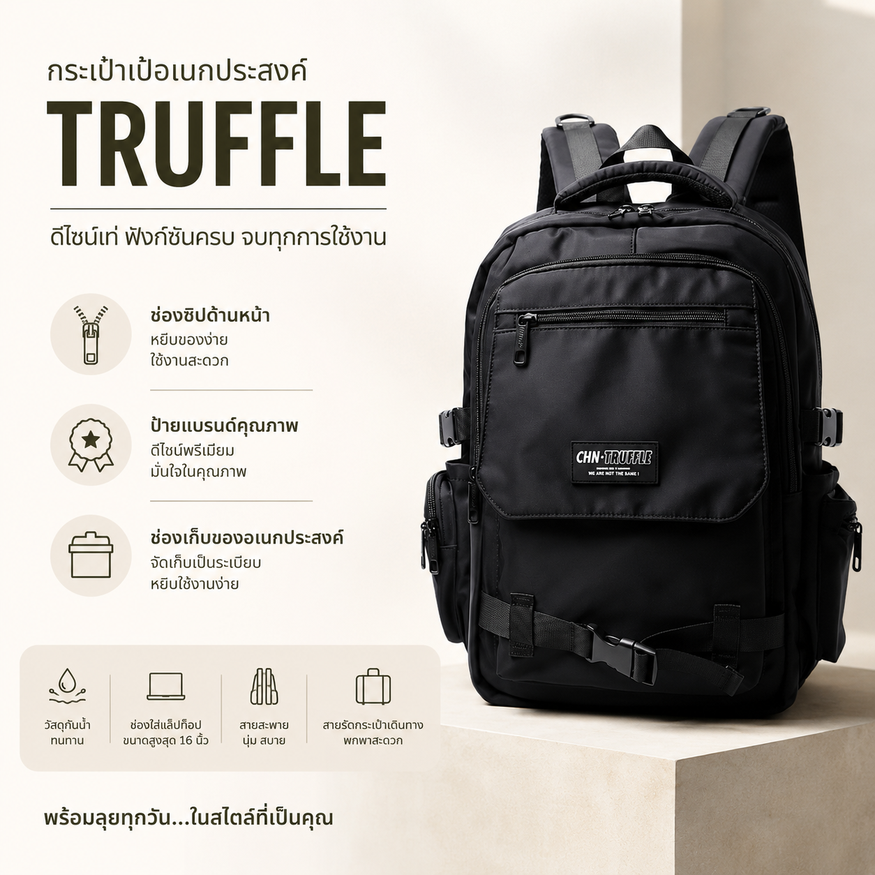 Truffle Backpack V.3 2024 กระเป๋าสำหรับ Macbook Pro 14-16