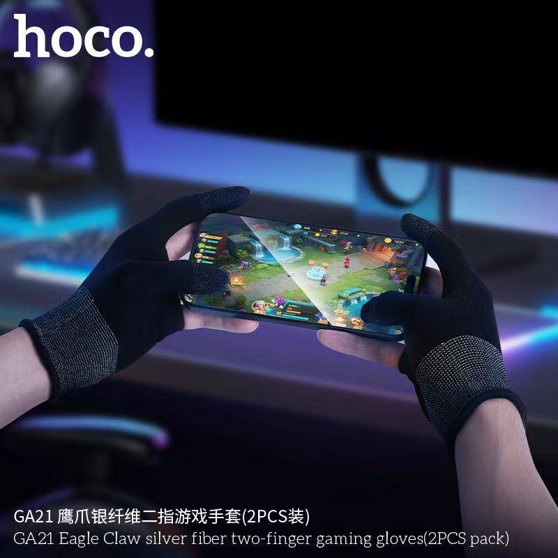 HOCO GA21 ถุงมือเกมมิ่ง 2 นิ้ว เส้นใยเงิน เพิ่มความไว แม่นยำทุกสัมผัส ...