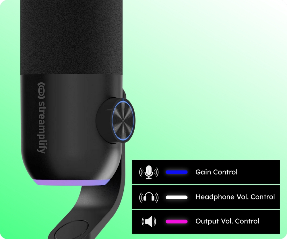 Streamplify Mic mini ไมโครโฟน มีไฟ RGB สำหรับการสตรีม พอดแคสต์ และการ ...