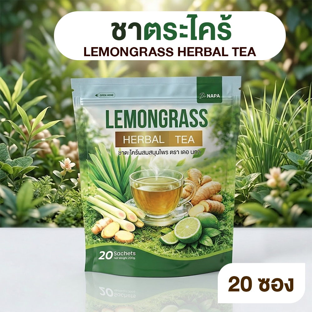 NAPA LEMONGRASS Herbal Tea ชาตระไคร้ หอมตระไคร้ผสมมะนาว 1 ห่อ มี 20 ซอง ...