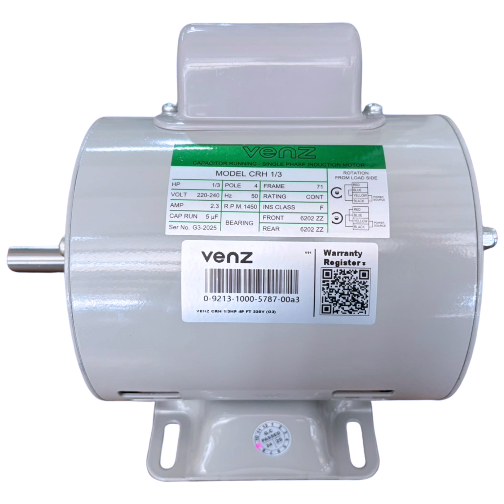 VENZ มอเตอร์ มอเตอร์พัดลม 1/3HP 220V (CRH) (ใส่พัดลม) มอเตอร์ไฟฟ้า ...