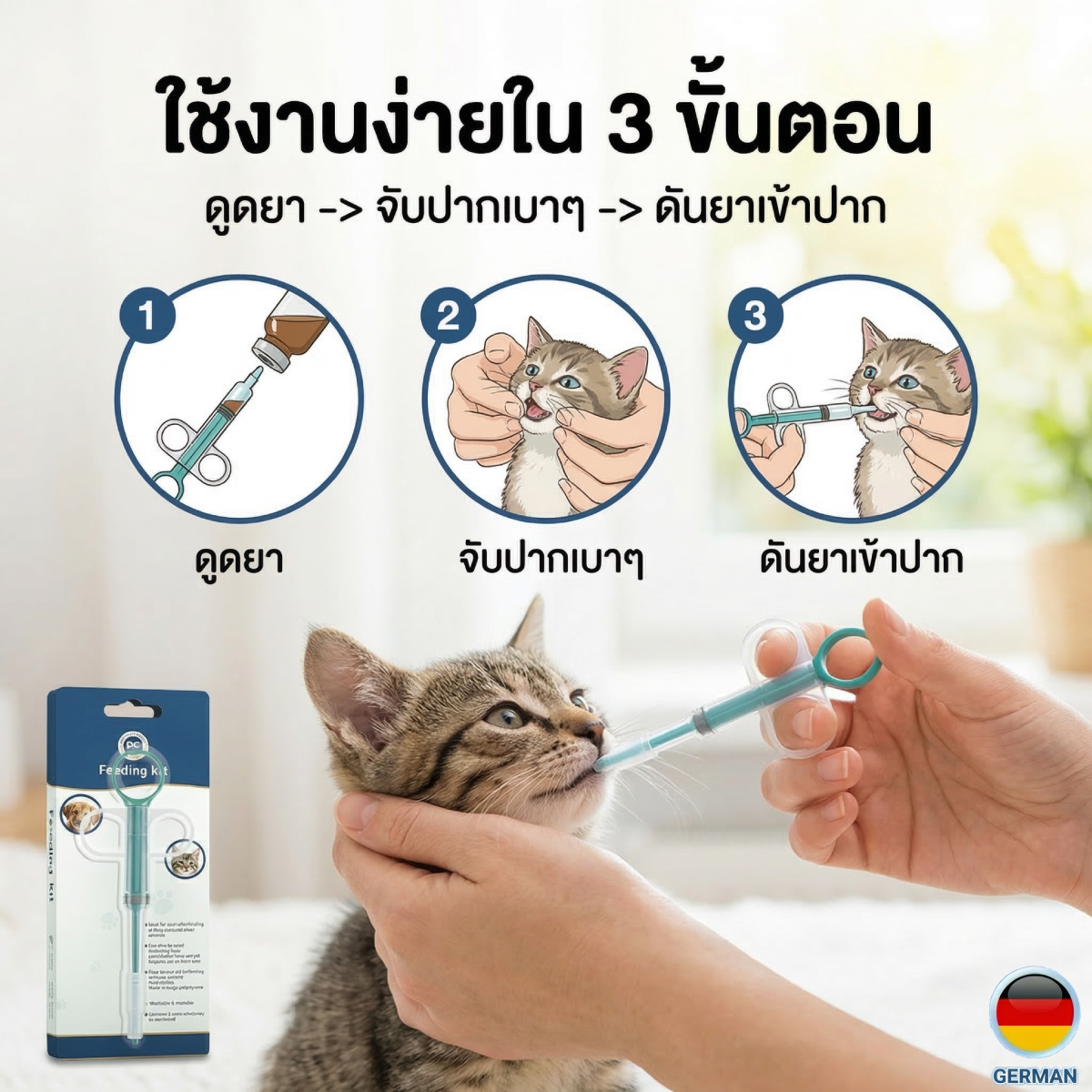 ที่ป้อนยาแมว ไซริงค์ป้อนยาสัตว์เลี้ยง ป้อนนม 2 in 1 ปลายซิลิโคนกัน ...