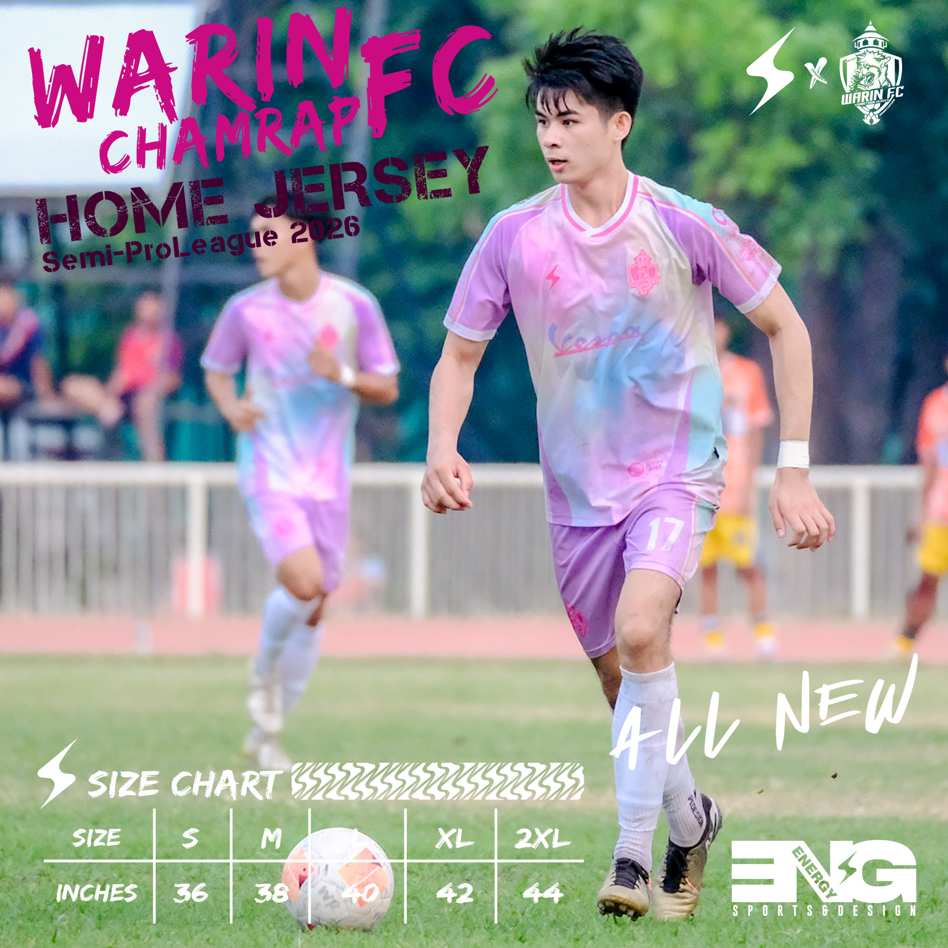 วารินเอฟซี 2026 สีพาสเทล (เรนโบว์) Warin Chamrap FC New Home Jersey ...