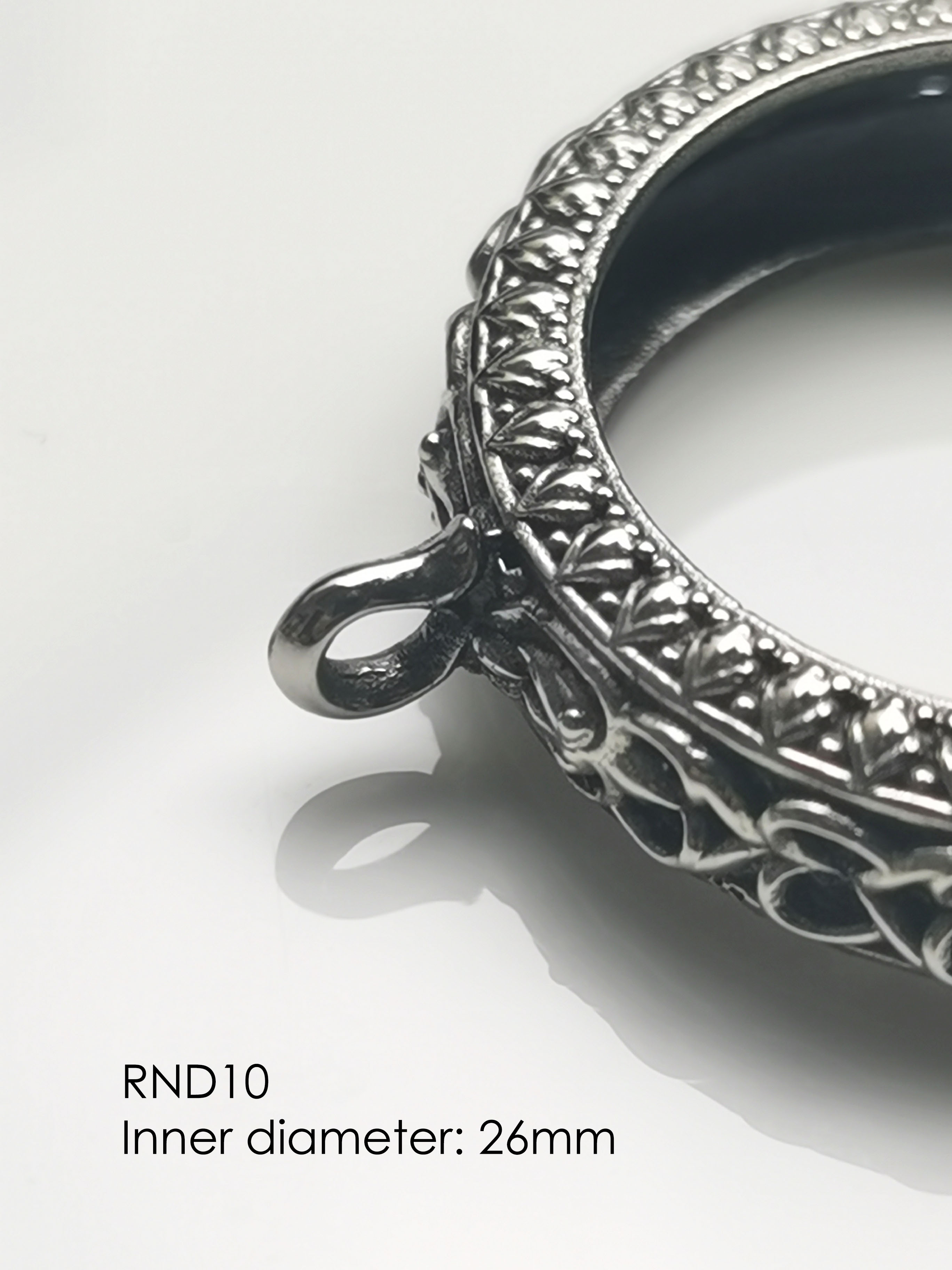 RND10Whitebrass Round amulet casing กรอบพระ ไวท์บราส ทรงกลม หน้าจอ ...