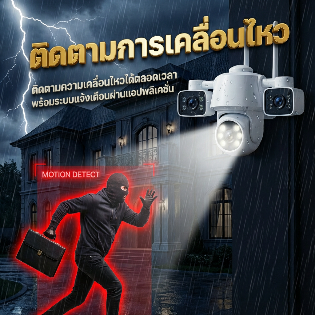 [บันทึก3กล้อง] Dengo Triple Guard กล้องวงจรปิด 3 กล้อง ชัด FullHD หมุน ...