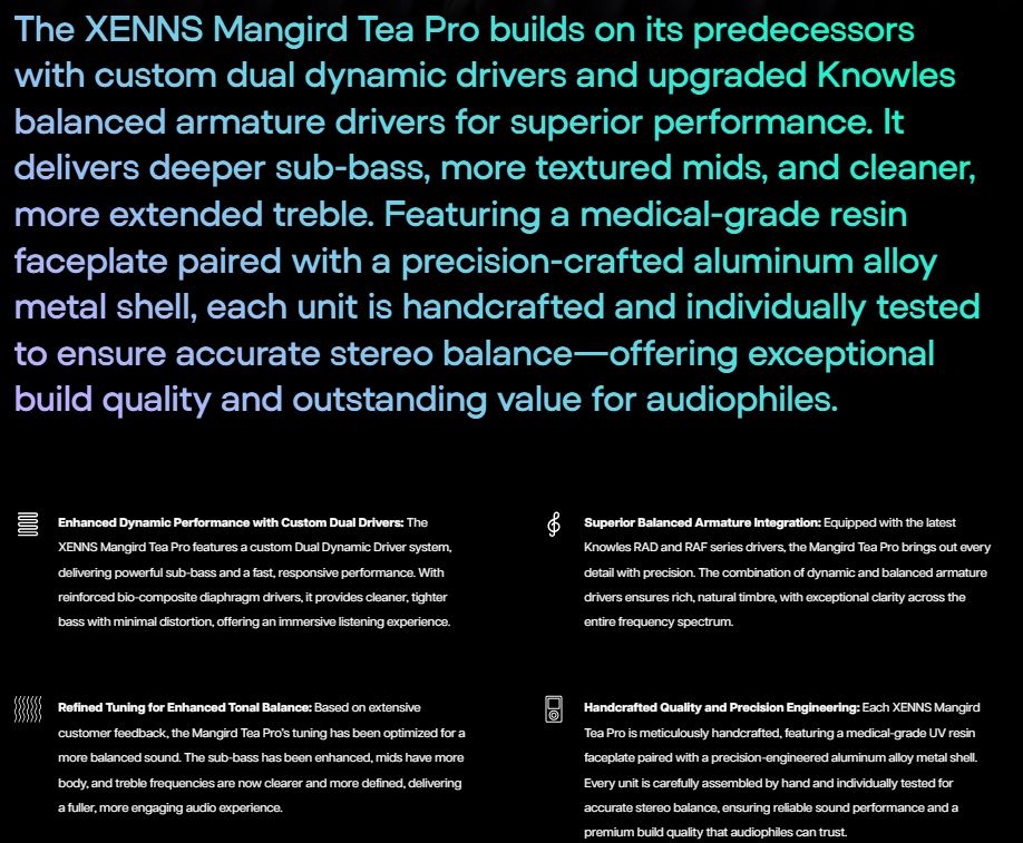 Pre-Order หูฟัง XENNS - Mangird Tea PRO Precision Tuning 2DD+6BA Hybrid ...