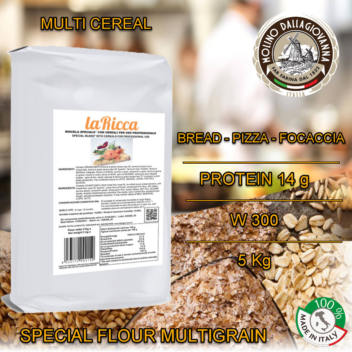 แป้งมัลติเกรน Molino Dallagiovanna LA RICCA (The richest) Multigrain ...