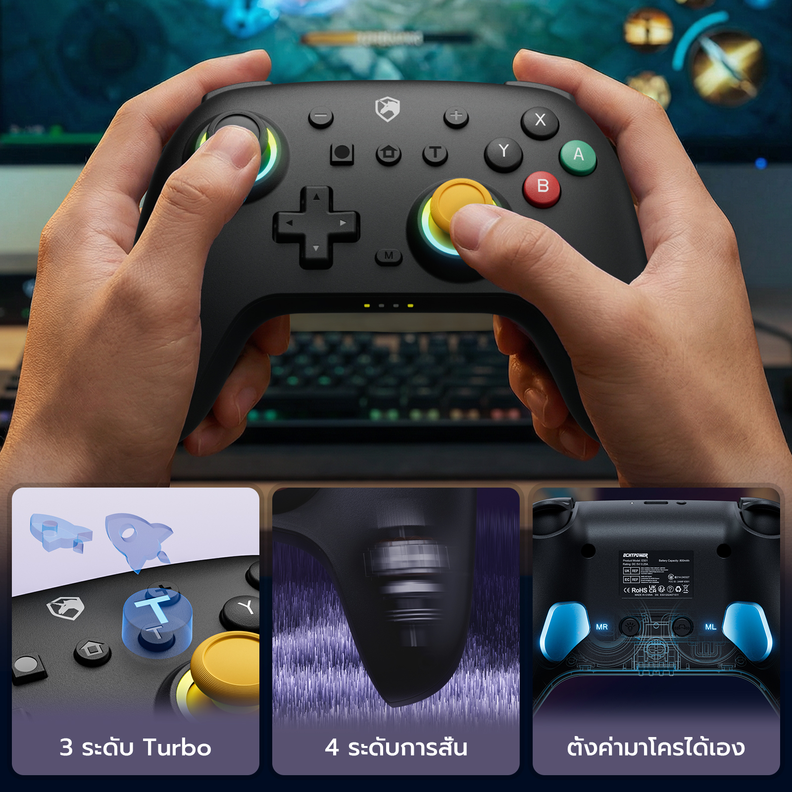 ECHTPower Gaming Controller จอยเกมส์ PC Joystick จอย Steam | Shopee ...
