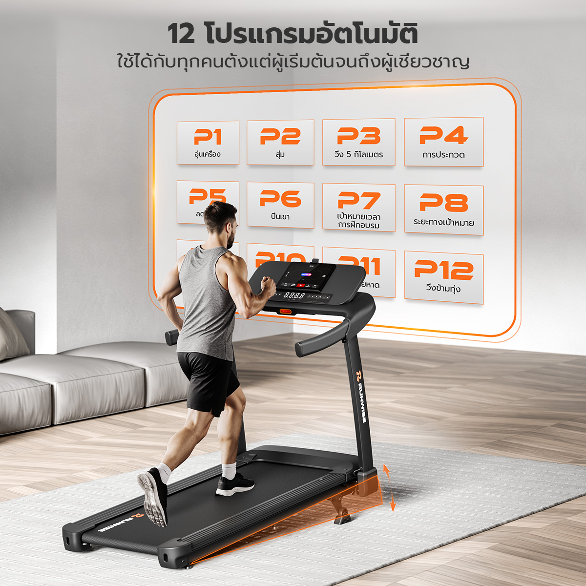 RUNWISE ลู่วิ่งไฟฟ้า R7PRO ลู่วิ่ง เครื่องวิ่งไฟฟ้า 5.0 แรงม้า ลู่วิ่ง ...