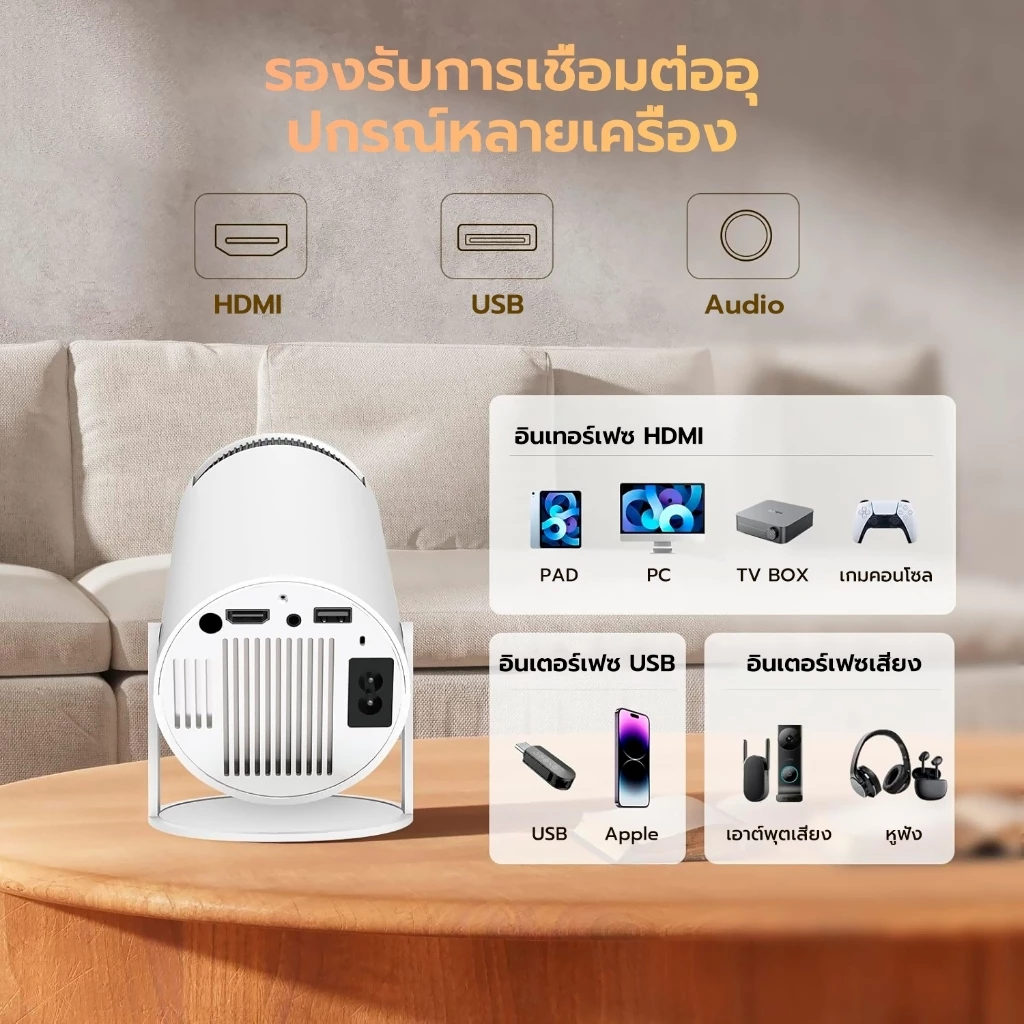 โปรเจคเตอร์มินิ HY300 โปรเจคเตอร์ 1080P 4K มินิโปรเจคเตอร์ Project ...