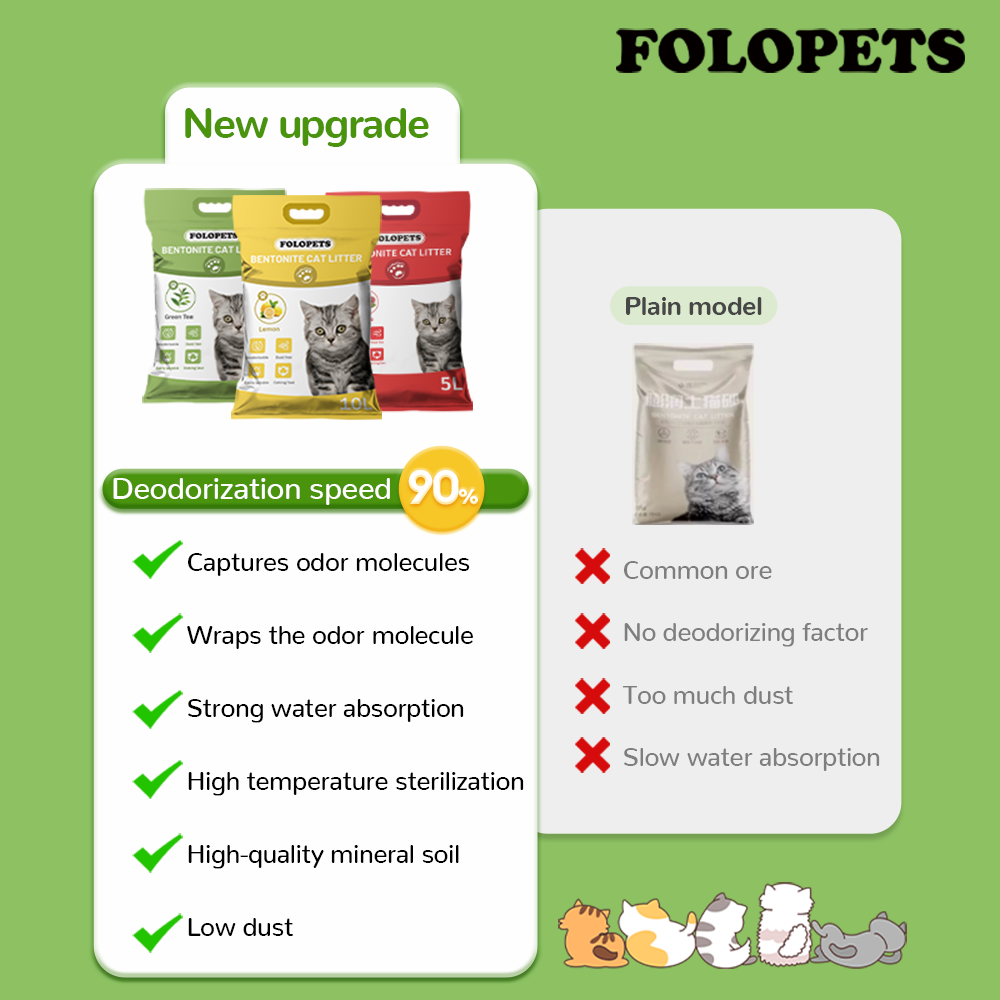 FOLOPETS ทรายแมว ครอกแมวเบนโทไนท์ กำจัดกลิ่นครอกแมว 9 กลิ่นเป็นตัวเลือก ...