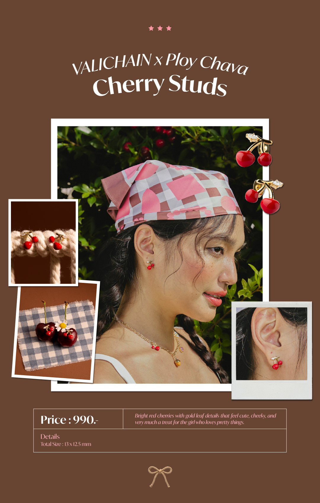Valichain x Ploy Chava Cherry Studs | Shopee Thailand