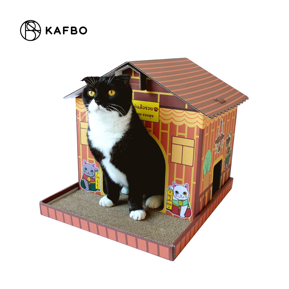 KAFBO บ้านแมวอยู่แล้วรวย กล่องบ้านแมว ที่ลับเล็บแมว ที่นอนแมว FREE ...