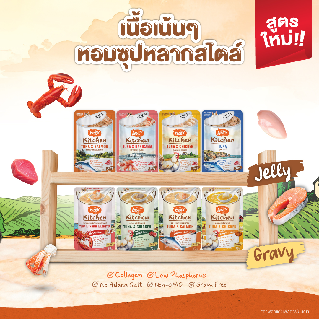 Kandy Kitchen Cat Wet Food อาหารแมวแคนดี้ ชนิดเปียก ขนาดซองละ 70 กรัม ...