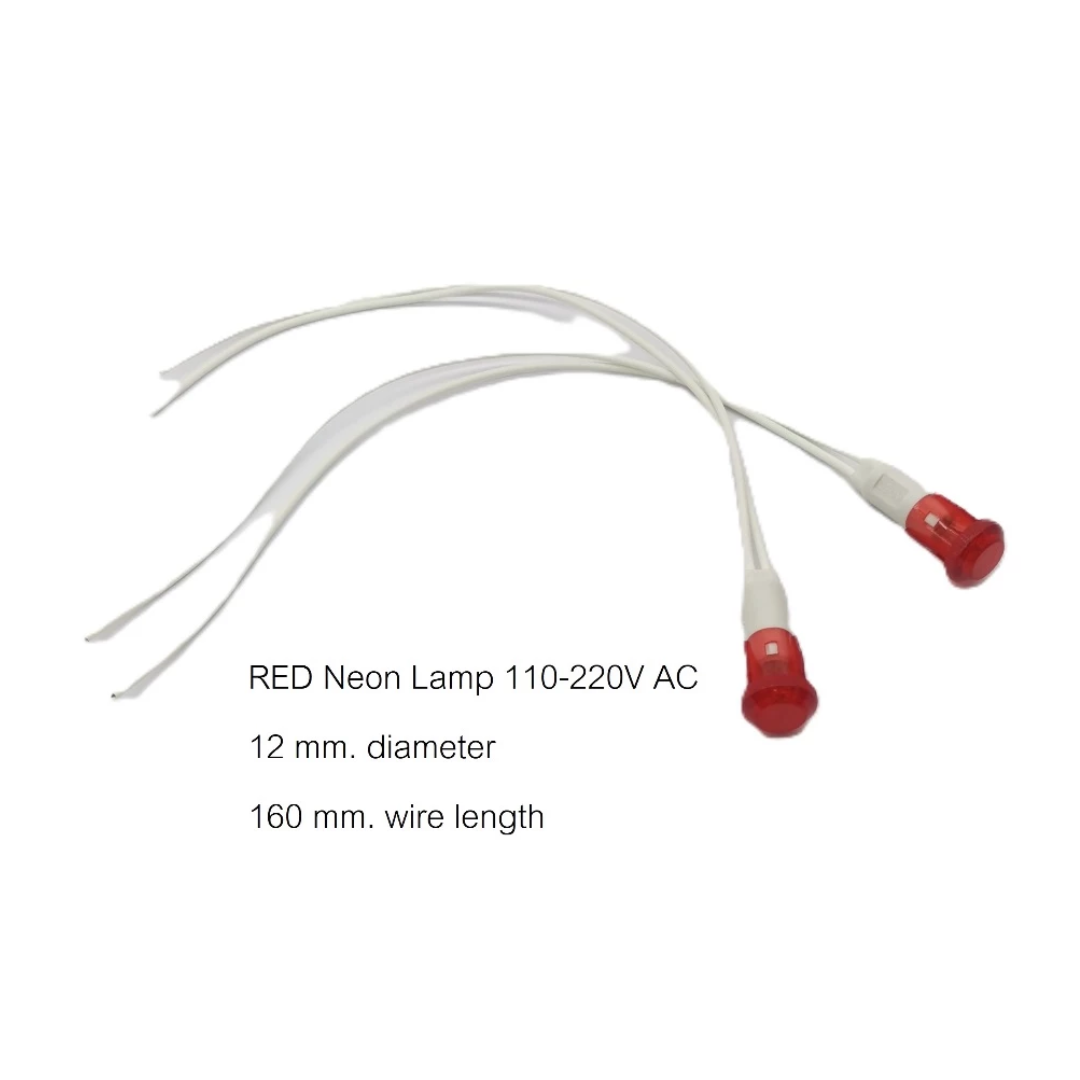 NEON LAMP SNAP RED 220V DIA 13mm. - หลอดไฟนีออนติดแผง สีแดง 220V ขนาด ...