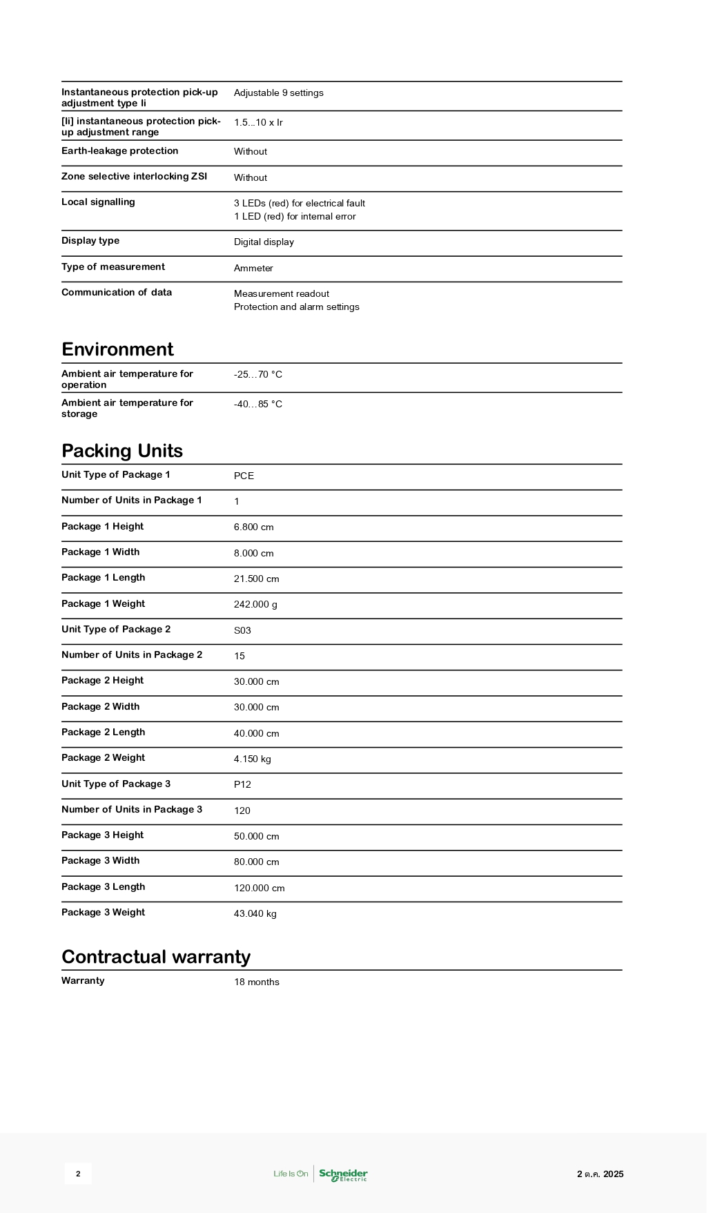 Schneider 33071 Micrologic 2.0 A Control unit ตัวควบคุมการทำงาน Trip ...