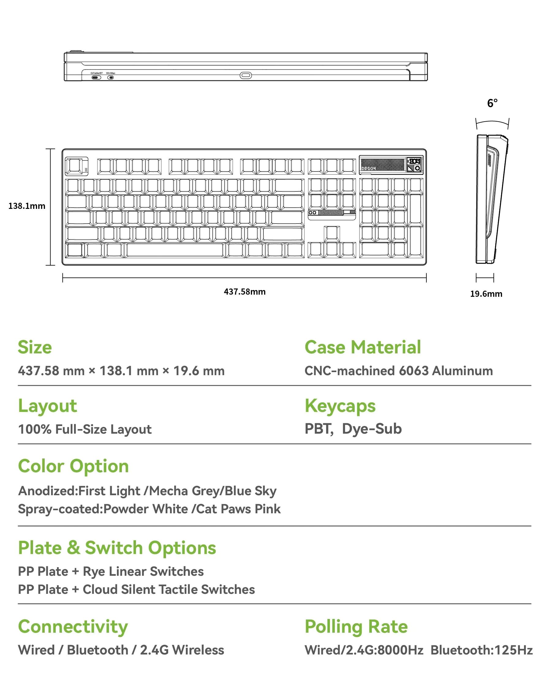 ประกัน 1 ปี คีย์บอร์ด TICKTYPE DP104 Full Size DP 104 ประกัน 1 ปี ...