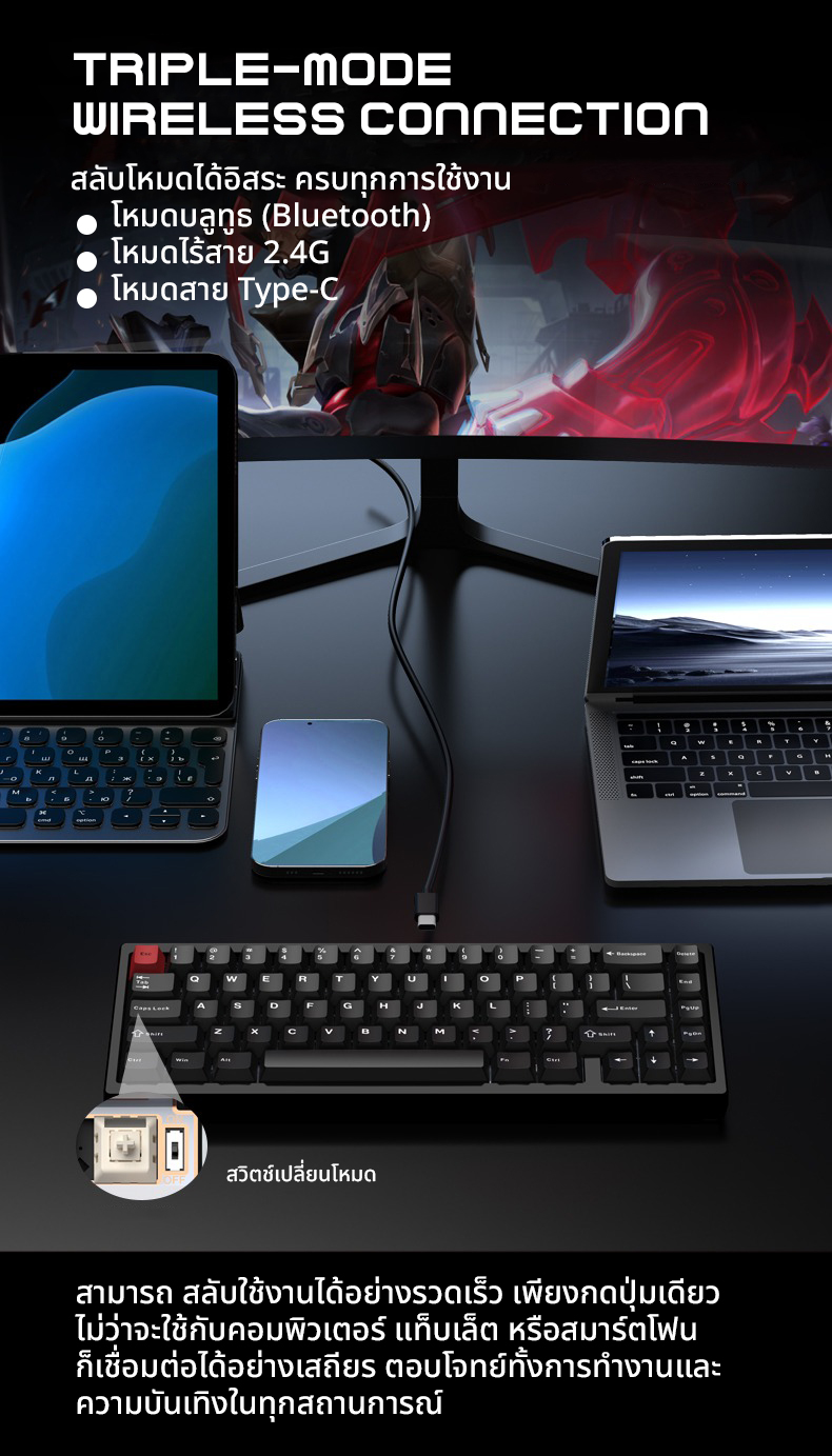 (พร้อมส่งจากไทยส่งด่วนวันเดียว)WOB Lab ZEN65 Zen 65 Coral Red 3 ...
