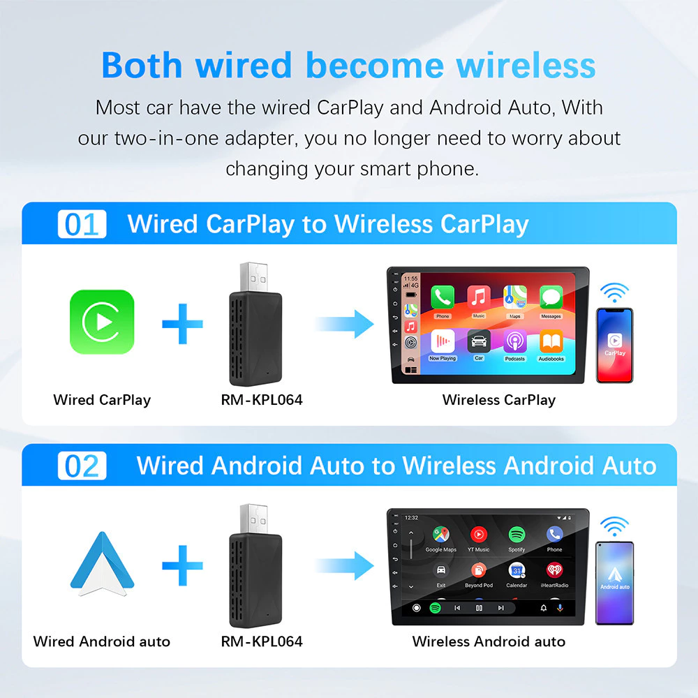 อะแดปเตอร์สมาร์ทมินิกล่อง Wireless CarPlay Plug Play Android auto ไร้ ...