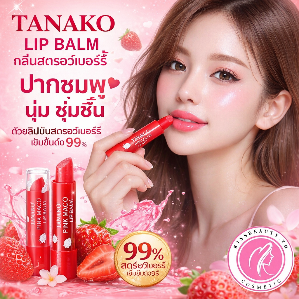 TANAKO LIP BALM กลิ่นสตรอเบอร์รี ลิปมัน ช่วยบำรุงริมฝีปาก กลิ่นหอมอ่อนๆ ...