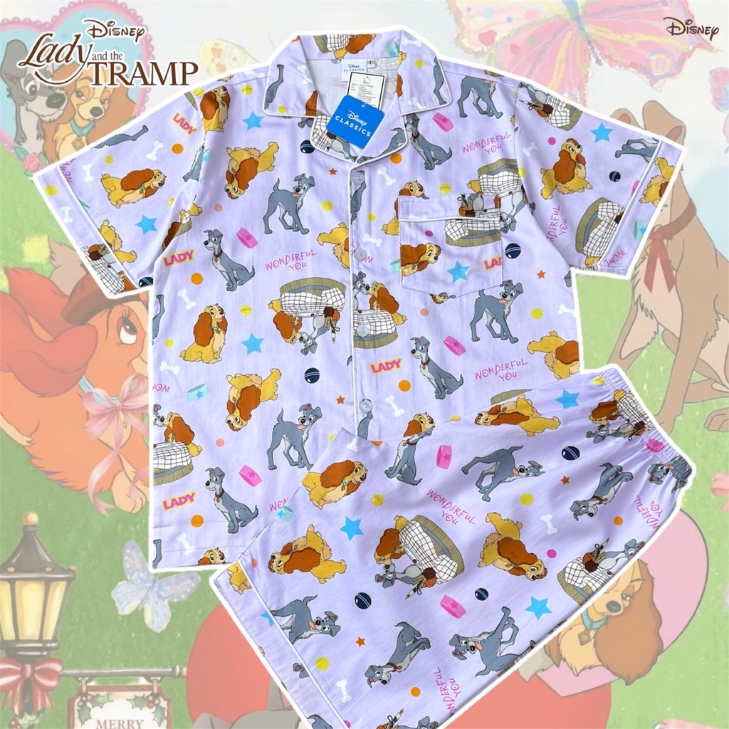ชุดนอน Disney ลิขสิทธิ์แท้ รอบอก 42” ผ้าคอตตอนซาตินพรีเมี่ยม ลาย Lady ...