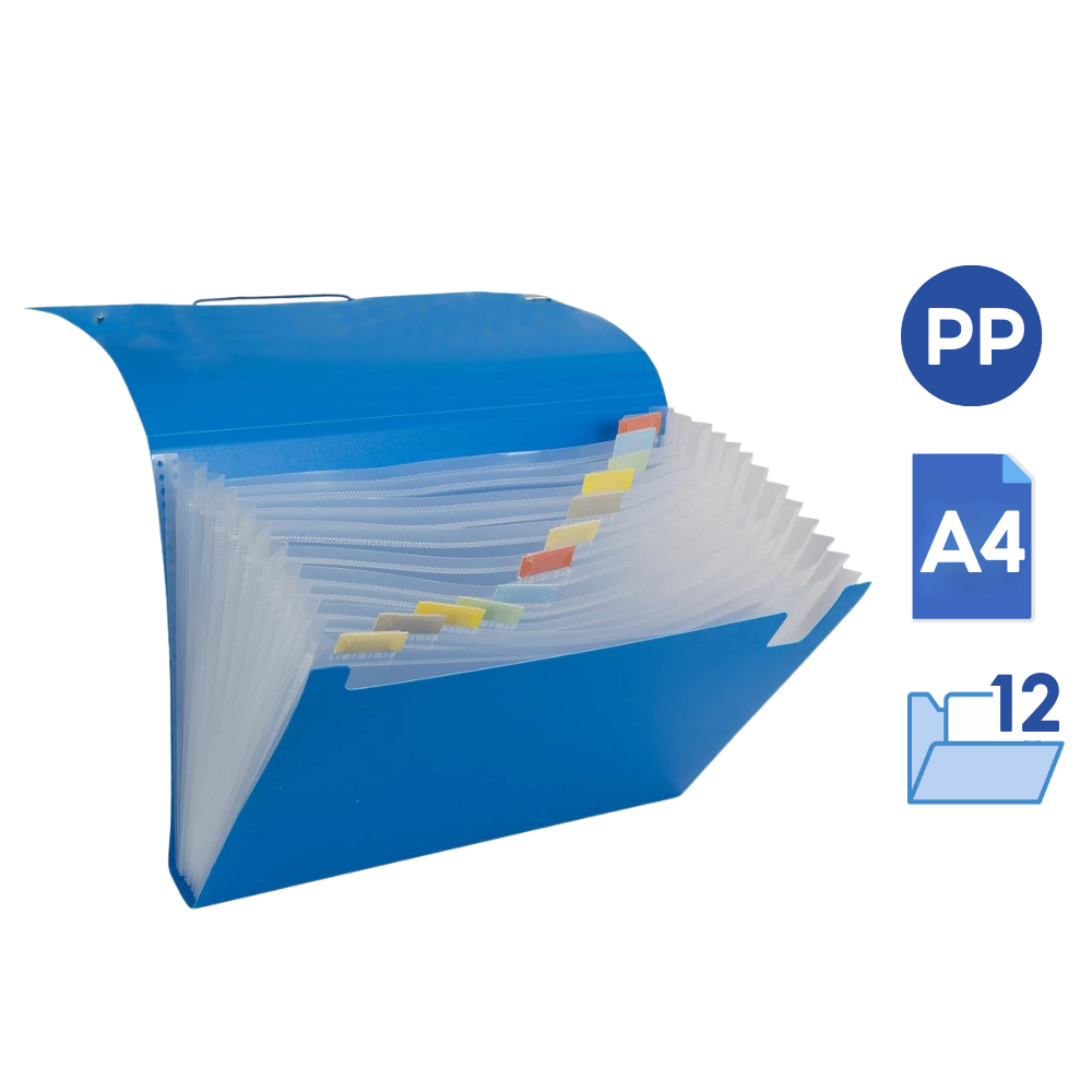 Bantex แฟ้มเก็บเอกสาร A4 3 สี ดำ ขาว ฟ้า 12 ช่อง เก็บสะดวก แข็งแรง ...